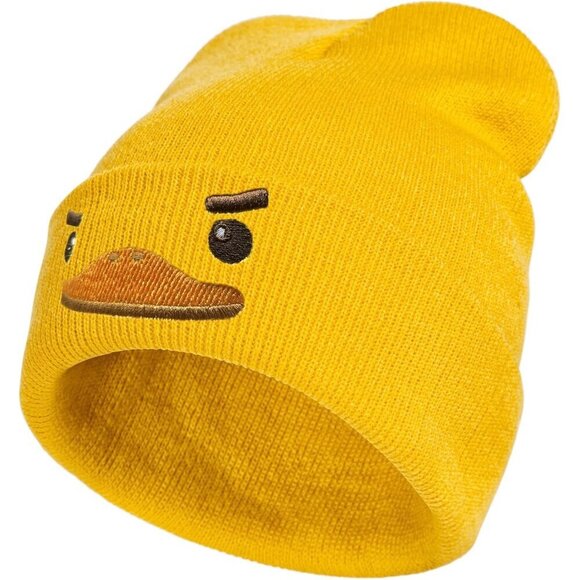 Yellow Duck Beanie Knit Hat Unisex Acrylic Slouchy Gift for Duck Lovers main image 5